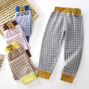 儿童德绒裤子秋裤打底裤男童单裤女孩秋冬保暖裤中大童加厚格子潮