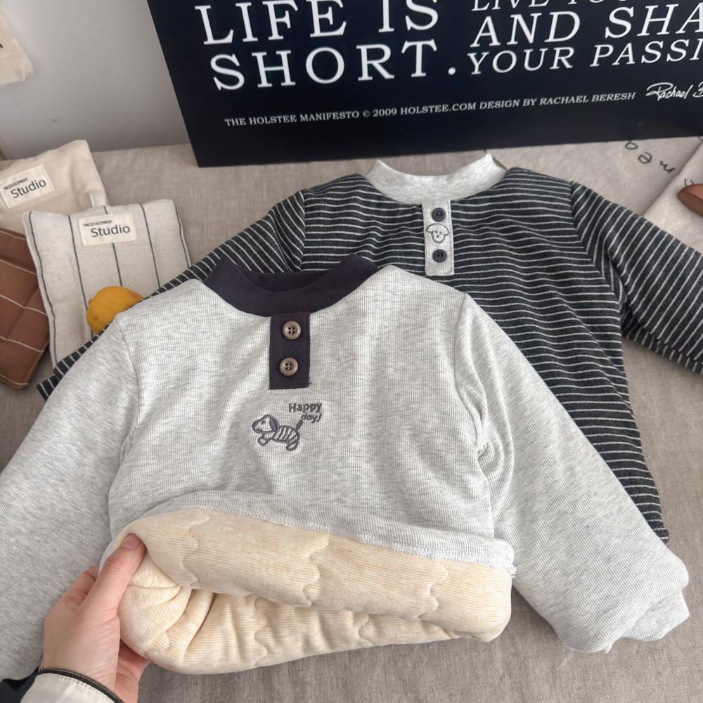 儿童校服内搭保暖衣卫衣打底衫夹棉冬季保暖上衣加厚打底衫女男童