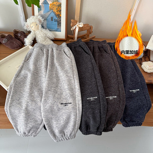 儿童休闲卫裤秋冬裤子运动裤男童女童洋气保暖仿毛呢加绒休闲裤