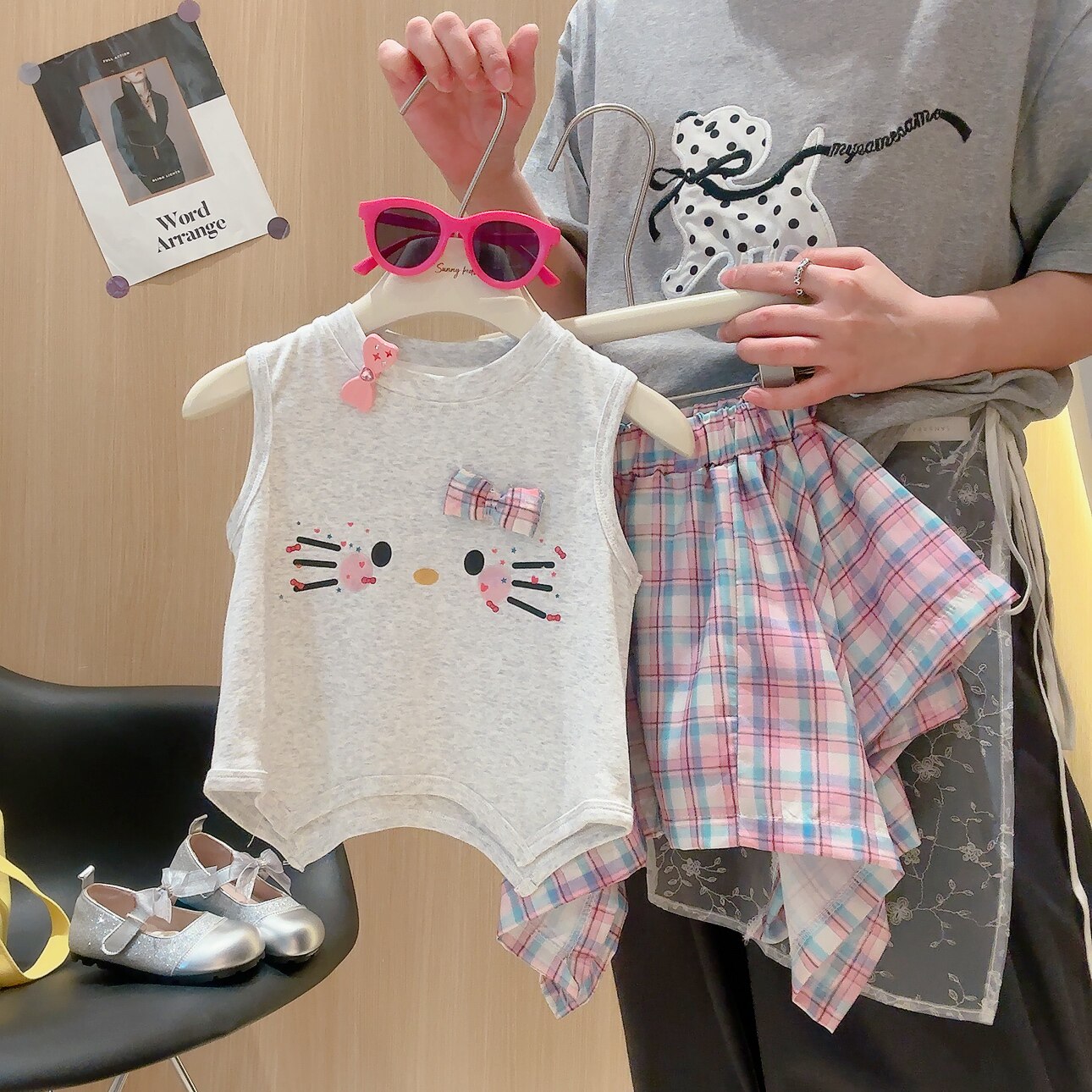 女童无袖T恤裙子套装夏季两件套新款小童薄款韩系可爱女宝卡通童