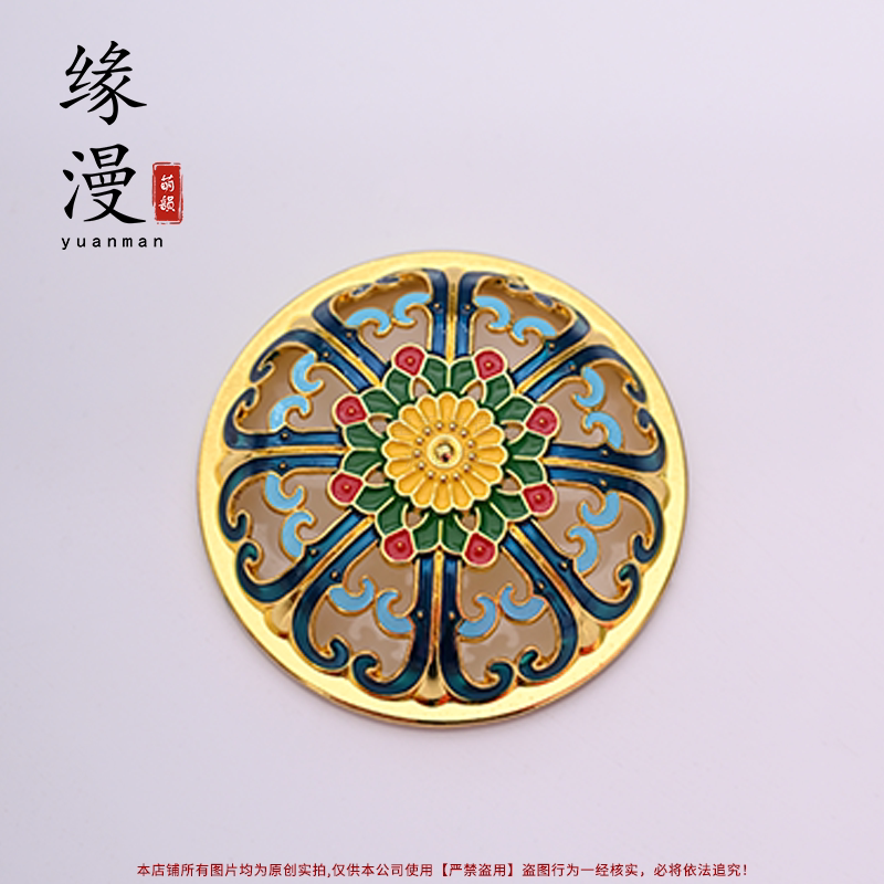 景泰蓝花韵合金香炉盖香道用品零配件珐琅彩红木玉石陶瓷香薰盖罩