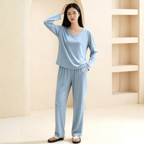 宽松莫代尔长袖家居服套装