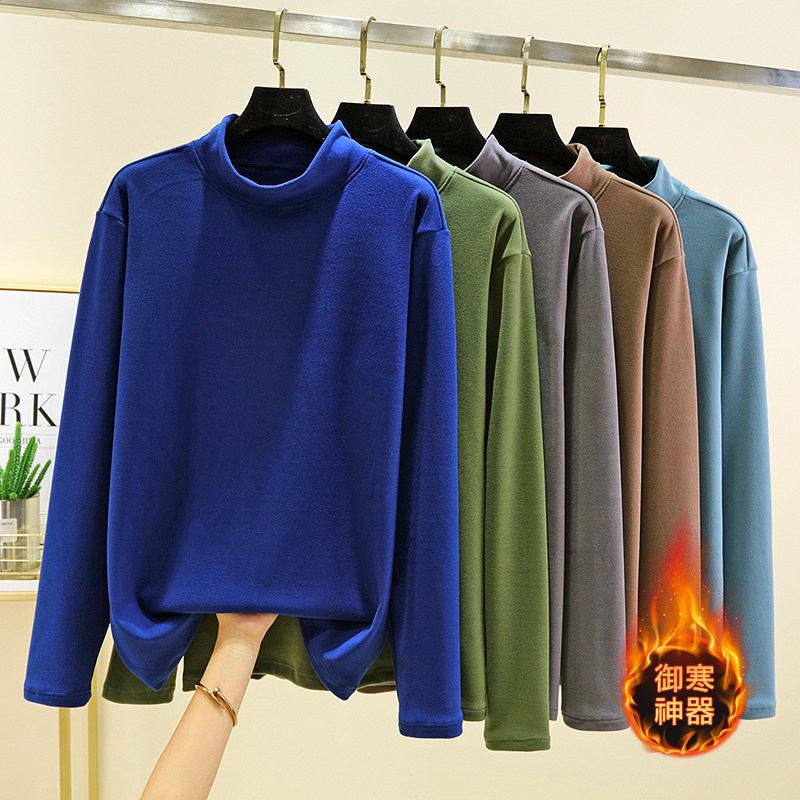 秋冬德绒半高领打底衫上衣