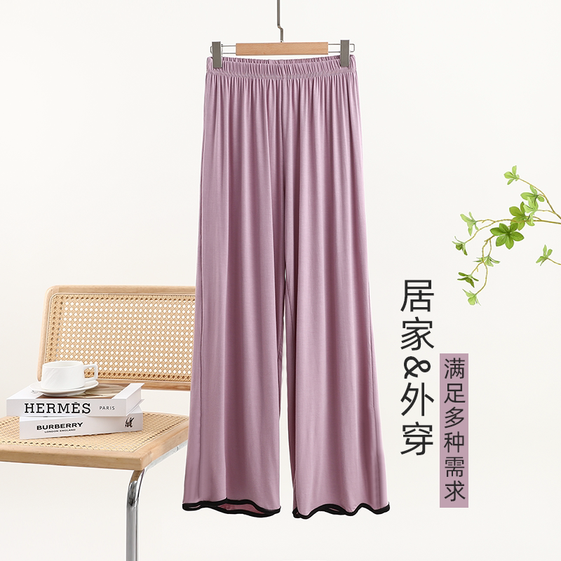 宽松莫代尔直筒休闲长裤子图片