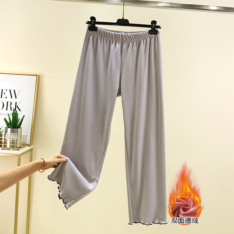 秋冬德绒高腰直筒休闲裤