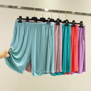 大码莫代尔休闲短裤女夏季薄款睡裤高腰纯色五分裤显瘦百搭家居裤