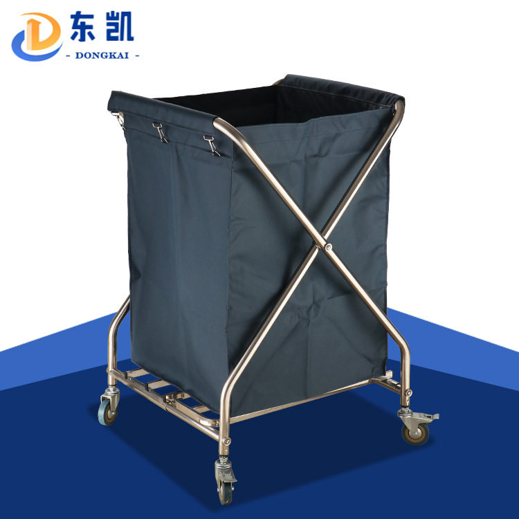 不锈钢x折叠布草车酒店清洁车宾馆民宿布草推车洗衣房服装推车