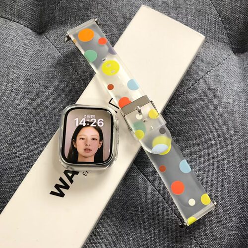 彩色大波点果冻透明iWatch表带适用苹果手表小米10Pro华为Fit红米