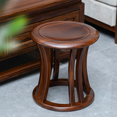 新中式 实木鼓凳茶桌凳子禅意书房家用矮凳客厅琴凳圆凳板凳换鞋 凳