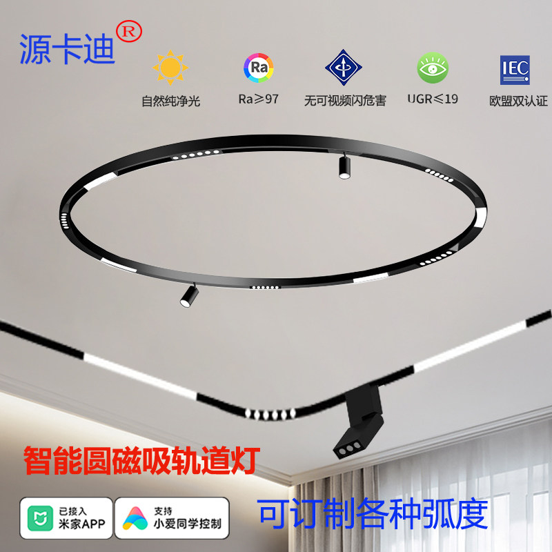 智能圆形磁吸轨道灯非标订制弧形导轨接米家APP嵌入式无主灯明装