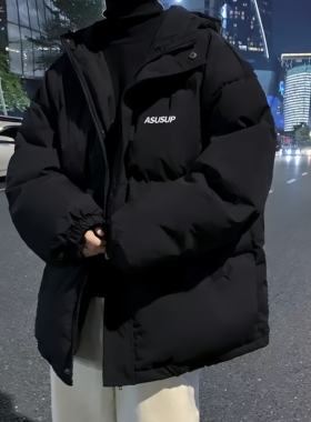 羽绒服男款冬季2025年新款加厚棉衣潮牌保暖连帽外套高级感面包服