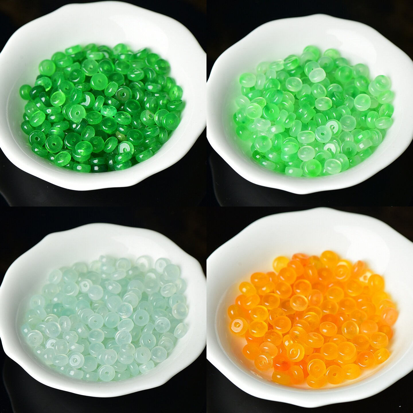 翡翠三彩色玉髓隔片约3*6mm巴山翠diy手工串珠编织手链饰品配件