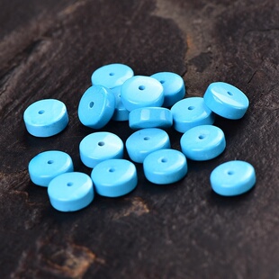 蓝松石隔片天然隔珠高瓷蓝玉化垫片鼓珠diy星月菩提配珠散珠配饰