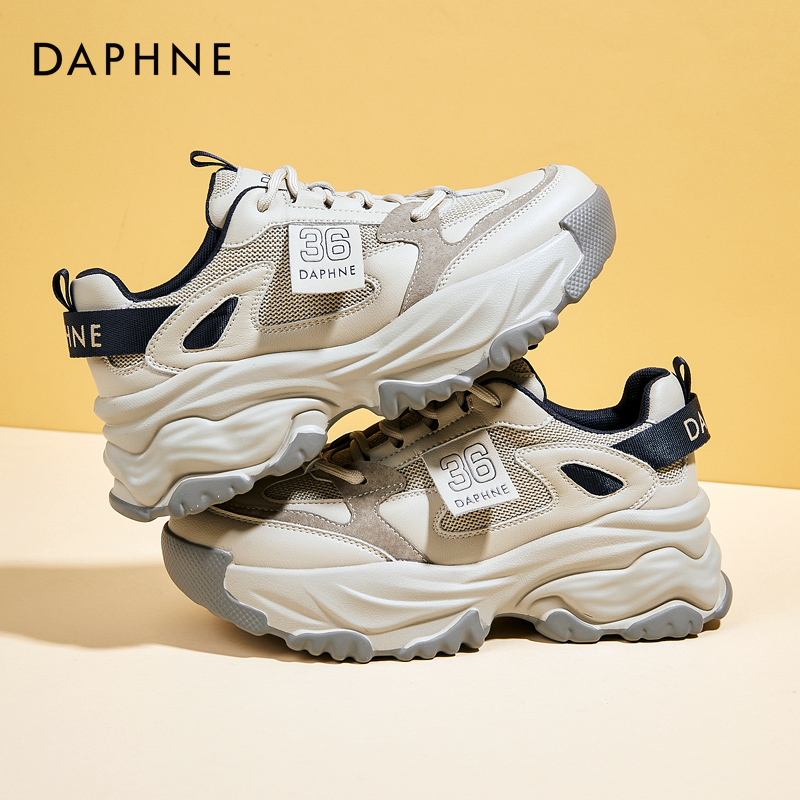 达芙妮爆款厚底复古风增高老爹鞋