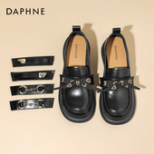 达芙妮乐福鞋 可换扣百搭英伦风小皮鞋 女2026新款 春秋真皮软底单鞋