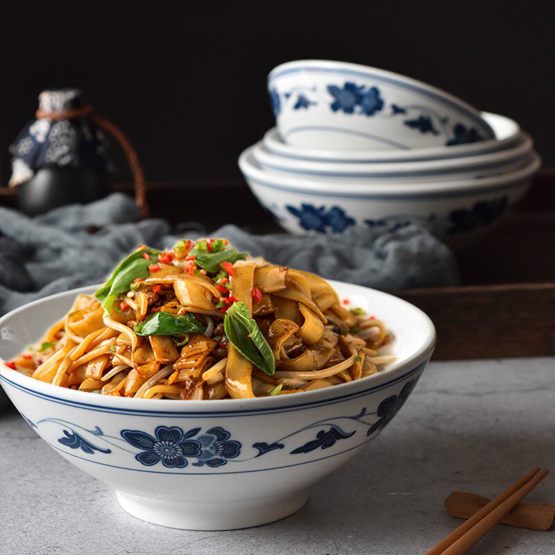 景德镇兰花碗湘菜馆餐具七八十年代复古老式青花碗农家乐吃饭怀旧