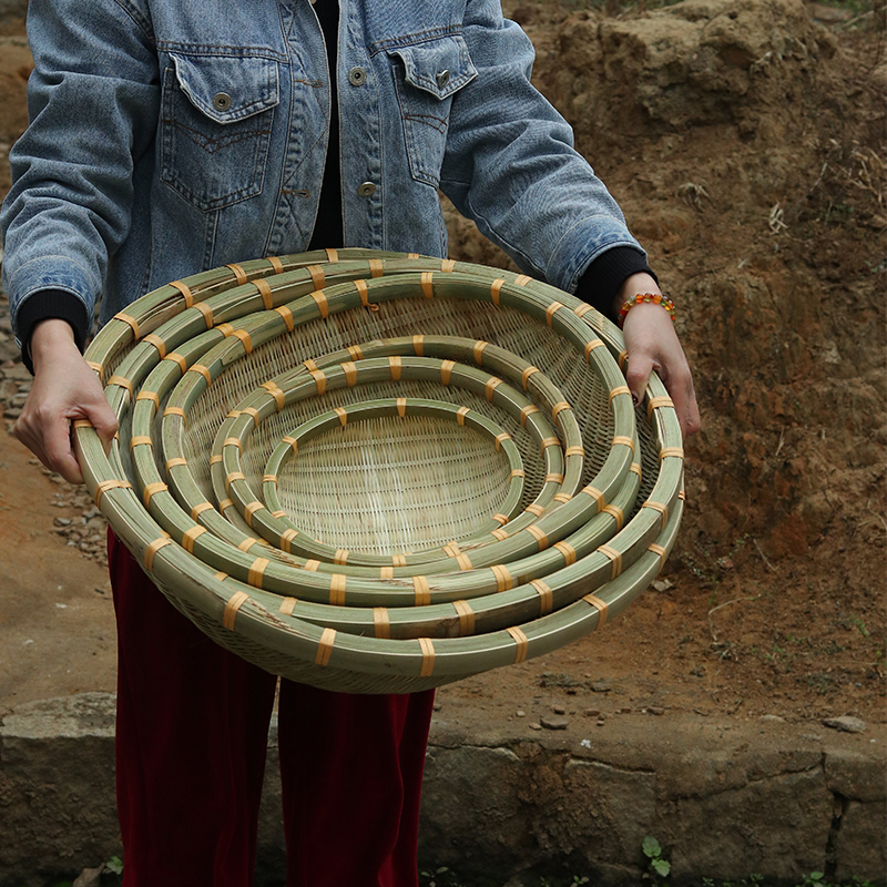 沥水篮竹编淘米圆筐家用洗蔬菜篮