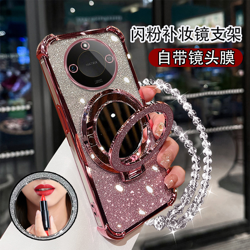 荣耀X60硅胶创意手机壳带支架