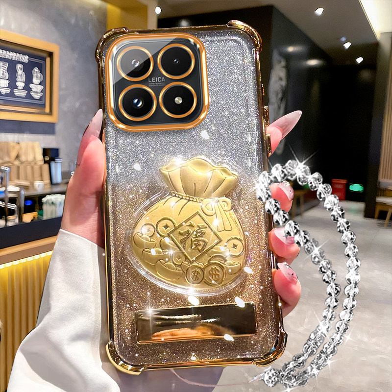 适用于金福袋带支架小米17手机壳新款25113PN0EC四角气囊17Pro/17ProMAX自带镜头膜m17proMAX全包边男女外壳