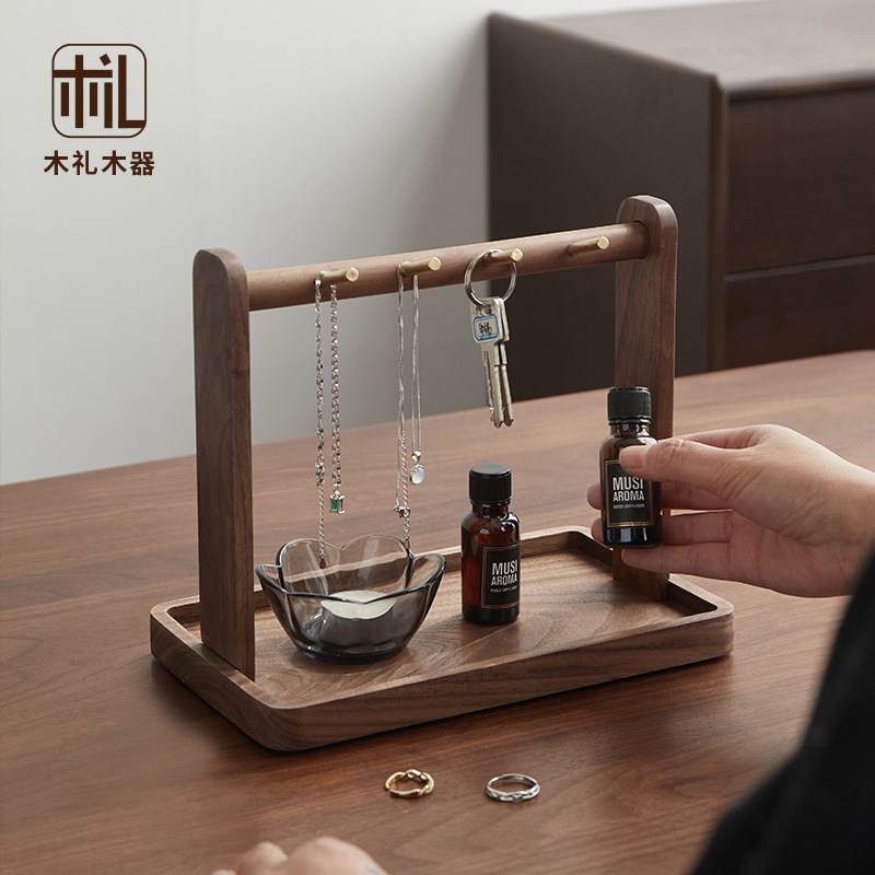 黑胡桃实木钥匙收纳玄关置物架