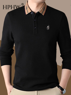 长袖 休闲爸爸装 polo衫 中年翻领秋季 t恤 2025新款 男式 春秋时尚