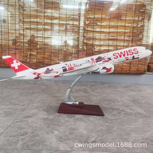 定制66cm空客A350-900瑞士彩绘1:100模型摆件收藏广告航空模型