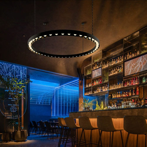 工业风音乐酒吧灯餐厅吊灯loft创意圆形圆环圆圈环形个性工程灯具