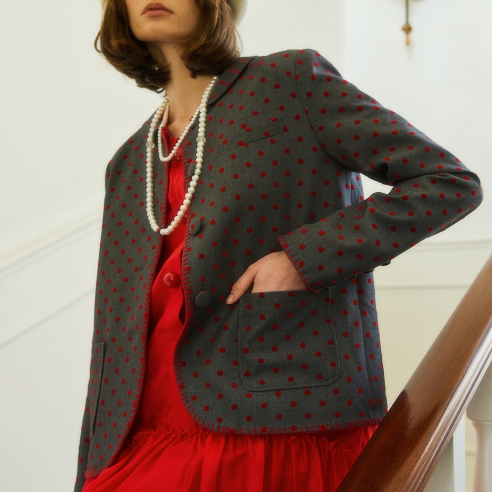 NuagesFrouFrou红波点色西装外套