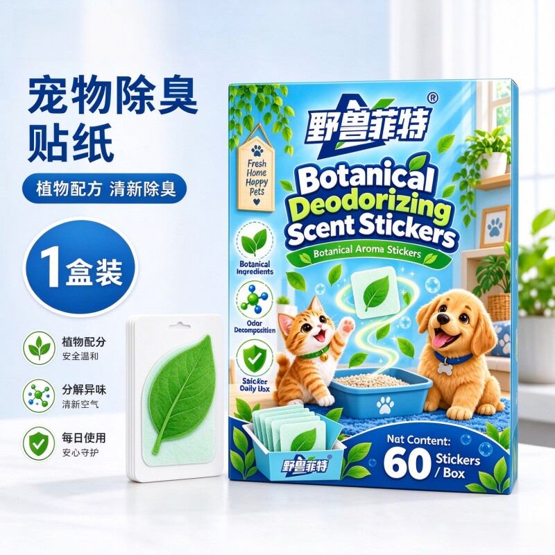 野兽菲特植物除臭香氛贴纸猫咪狗狗宠物除味贴猫厕所异味净化贴