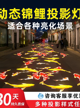 动态特效投影灯锦鲤鱼户外广告公园图案亮化地面氛围定制门头射灯