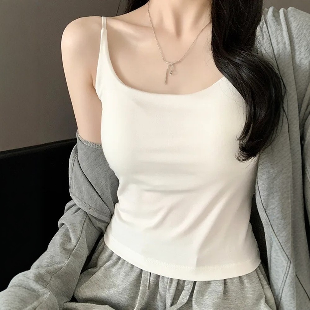 绝美外穿小背心带胸垫吊带女夏季图片