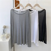 冰丝宽松海边防晒套头空调罩衫 薄款 微透上衣中长款 夏季 慵懒风长袖