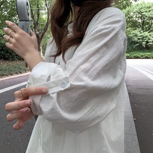 【送运费险】老钱风白色棉麻衬衫