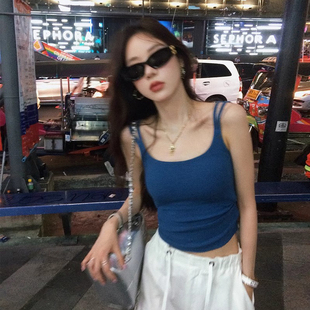 泰式独特带胸垫双肩吊带背心女夏季内搭外穿美背文胸一体打底上衣