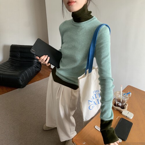 【送运费险】假两件撞色毛针织衫