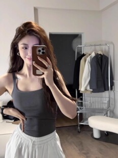 美背设计感带胸垫吊带背心女夏季 打底百搭上衣 遮副乳内搭外穿修身