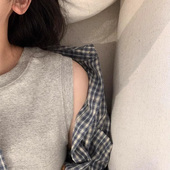 灰色内搭吊带背心女夏季 遮副乳圆领正肩百搭显瘦纯棉打底无袖 上衣