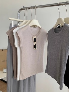 莱赛尔天丝羊毛小飞袖T恤女夏季薄款短袖显瘦百搭正肩短款上衣女