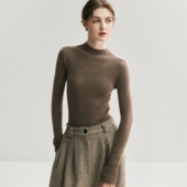 法式 中领上衣 毛衣修身 高级感咖色半高领针织打底衫 女秋冬内搭薄款