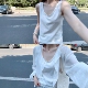外穿宽松无袖 白色棉麻小吊带慵懒松弛感背心女夏季 内搭老头衫 上衣