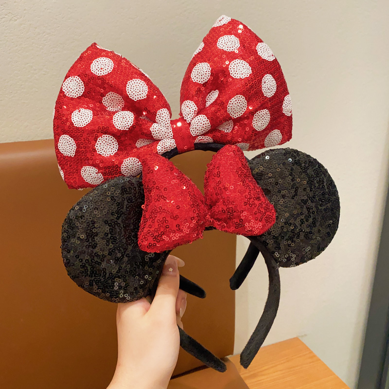 米老鼠儿童发箍女孩蝴蝶结米奇亮片头箍在逃公主拍照发卡女童发饰