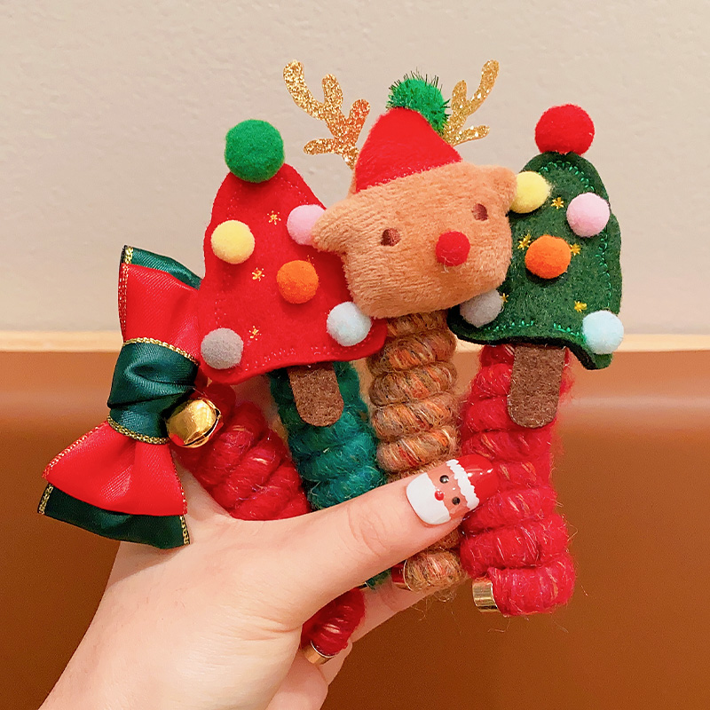 圣诞节小女孩卷卷电话线卡通发圈