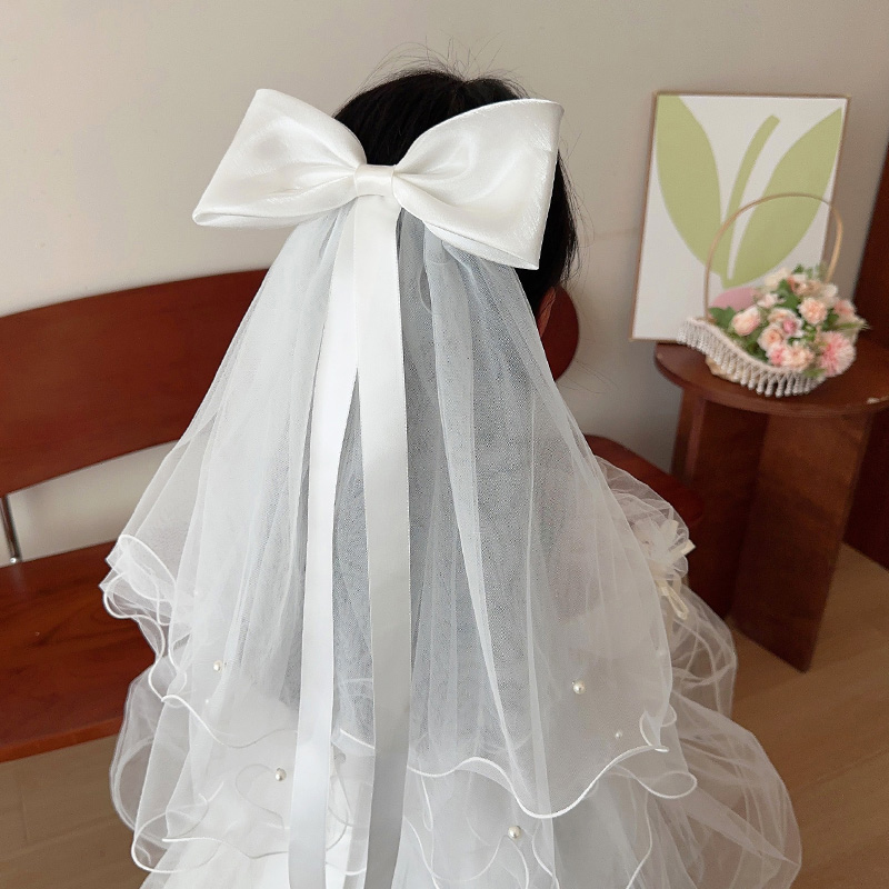 儿童头纱发夹小女孩超仙蝴蝶结纱纱发卡公主生日拍照发饰女童头饰
