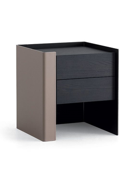 设计师poliform床头柜马鞍皮双抽床边柜意式极简轻奢现代简约柜子