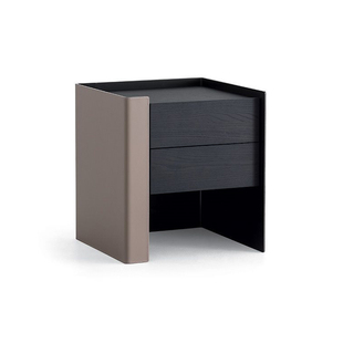 设计师poliform床头柜马鞍皮双抽床边柜意式极简轻奢现代简约柜子