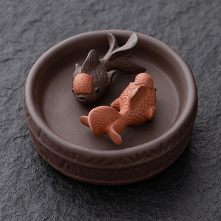 山海经龙鲤茶宠鱼化龙小摆件茶桌上的精品可养龙鱼招财茶台