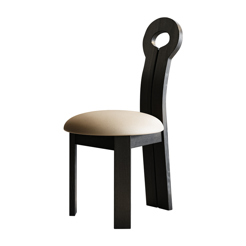 钥匙椅全实木超纤皮餐椅洽谈椅