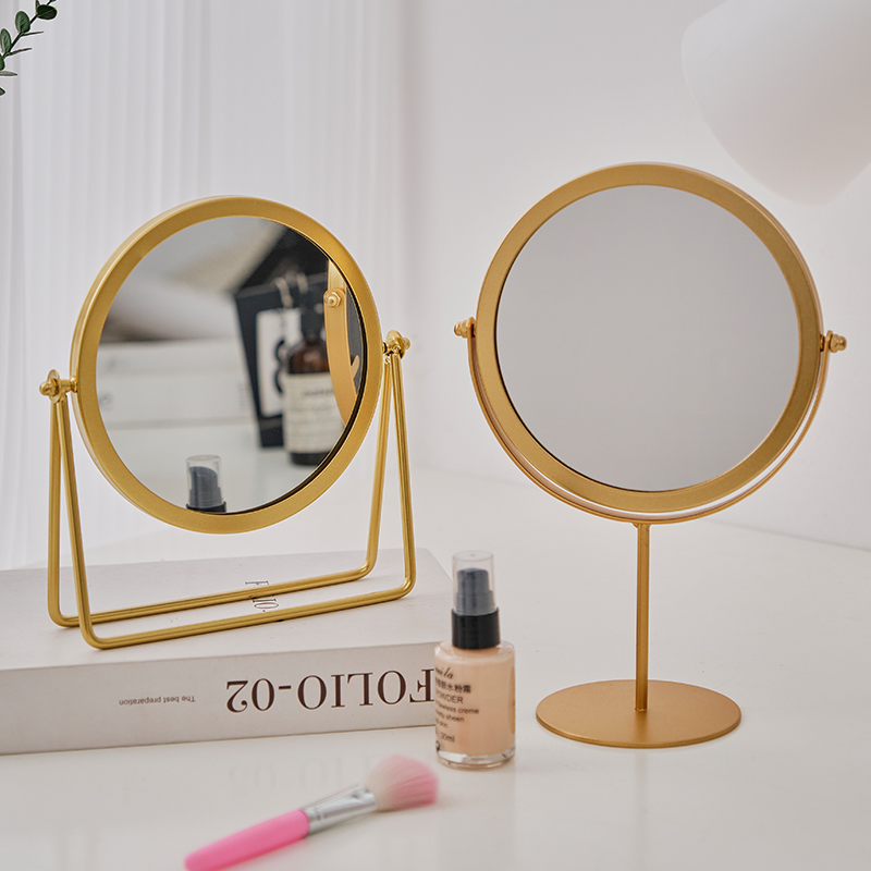 桌面圆镜可立旋转高清单面镜家用化妆镜高颜值ins学生宿舍梳妆镜