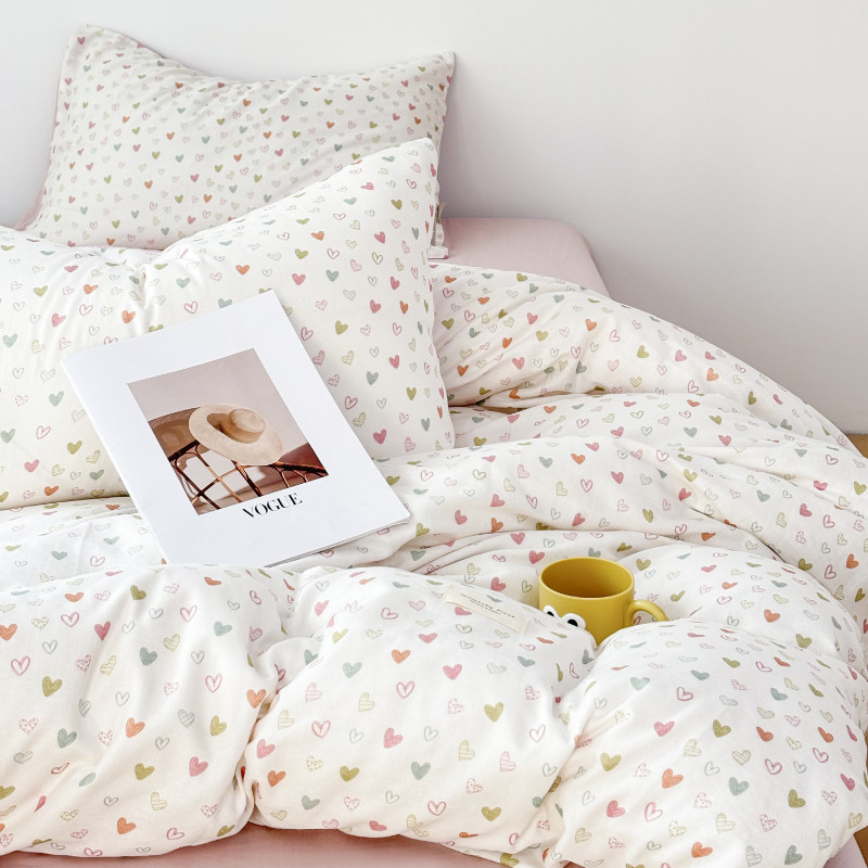 2026新款纯棉有氧双层纱四件套可爱少女心全棉床上用品床单被罩,床上用品,床品套件/四件套/多件套,淘宝优惠券,粉丝福利购,淘宝优惠卷