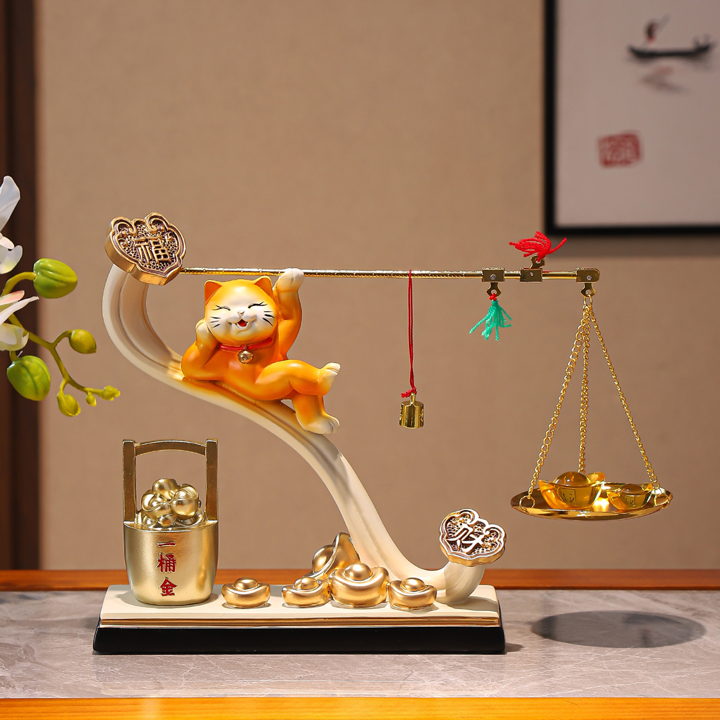 招财猫摆件称心如意一桶金